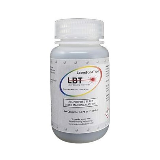 LaserBond 100 Black Laser Marking Ink, Compatible with CO2 Fiber Diode and YAG Laser Engravers, Permanent Marks on Metal Glass Stone and Ceramic (125g)